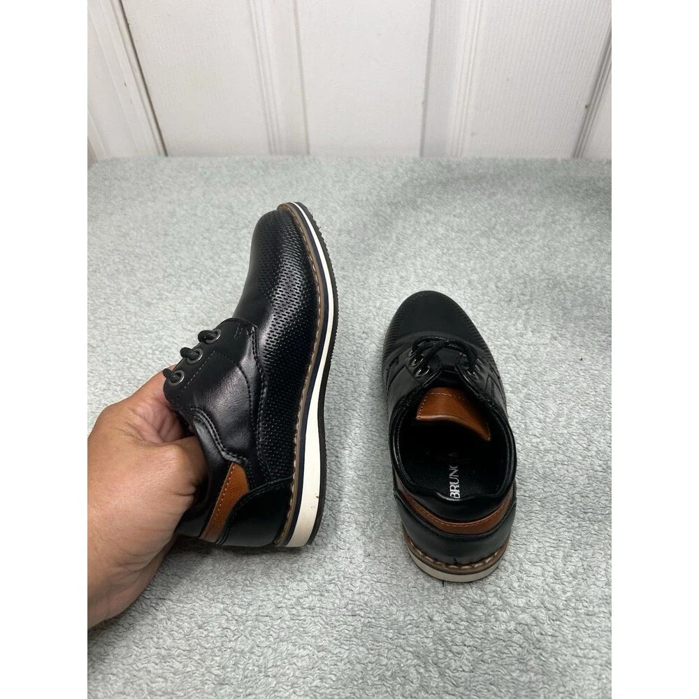 Bruno Marc Boys Dress Shoes Black Brown Lace-Up Size 9 Toddler